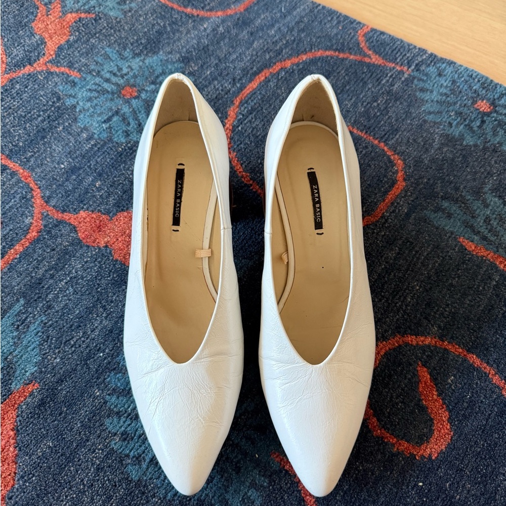 Zara White Elegant Heels